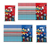 SAVITA 50pcs Spider Party Favors Bags, Double Sided Spider Web Goodie Bags City Cartoon Theme Candy Treats Goody Gift Snack Bag for Boys Kids Movie Fans Birthday Party Decorations