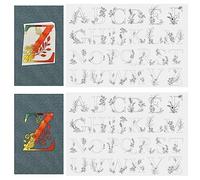 SAVITA 52pcs Water Soluble Hand Sewing Stabilizers, Boho Letters with Flowers Embroidery Stabilizers Pre Printed, Stick and Stitch Paper Adhesive Stabilizer Wash Away for Embroidery Patterns Transfers