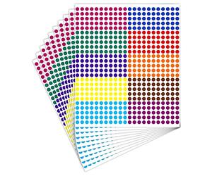 SAVITA 5500pcs Color Coded Label Stickers, 6mm Sticky Dots, 0.24inch Round Color Coding Stickers Self-Adhesive Colored Dot Stickers for School Office Labeling Supplies (10 Colors)