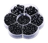 SAVITA 5600Pcs 2/3/4/5/6/8/10mm Half Round Pearls Beads, Flatback Pearl Beads Luster Loose Cabochon Pearls for DIY Crafts Necklaces Bracelets Jewelry Decorations Wedding Dress Nail Art (Black)