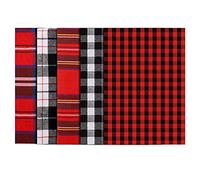 SAVITA 5pcs 17.7x17.7inch Christmas Plaid Fabric, 100% Cotton Check Print Squares Bundles Christmas Buffalo Plaid Fabric for Sewing Patchwork DIY Craft Decoration