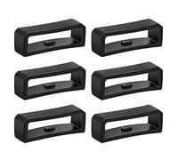 SAVITA 6 Pcs 22mm Watch Strap Holder Loop, Silicone Watch Band Keeper Retainer Fastener Ring Parts for Smart Watch Band Wristband Replacement (Black)