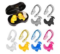 SAVITA 6 Set Swimming Earplugs and Nose Clip Set Reusable Convenient Waterproof Ear Nose Ear Protector for Showering Bathing Surfing Snorkeling Other Water Sports