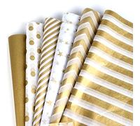 SAVITA 60 Sheets 30x45cm/11x17 inch Gold White Metallic Tissue Paper, Metallic Gift Wrapping Tissue Paper for Christmas Weddings Birthday Party Showers DIY Arts Crafts (6 Styles)