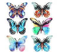 SAVITA 6pcs Butterfly Wall Decor, Colored Metal Butterfly Wall Decoration Wall Art Decor for Bedroom Garden Yard Patio Fences Outdoors