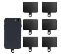 SAVITA 6pcs Cell Phone Tether Tabs, Black Crossbody Phone Strap Tether Tabs Multifuctional Phone Lanyard Patch Pad for Most Smartphones