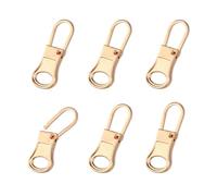 SAVITA 6pcs Detachable Zipper Pulls, Metal Zipper Puller Tab Replacement Fixer Repair Kit for Clothing Jackets Pants Coat Suitcase Bags Backpacks Luggage Purses (Gold)