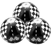 SAVITA 6pcs Race Car Beach Balls, PVC Inflatable Checkered Flag Beach Ball Bulk Black & White Track Themed Summer Pool Toys for Kids Outdoor Water Games Birthday Pool Party Supplies