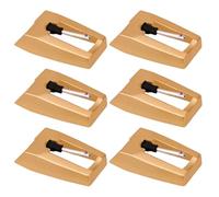 SAVITA 6pcs Record Player Needles, Turntable Replacement Needle Durable Turntable Stylus Replacement Parts for Vinyl Record Player (Gold-Color)