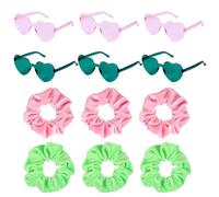 SAVITA 6pcs Scrunchies & 6pcs Heart-Shaped Sunglasses, Witch Party Decorations Fabric Hair Accessories Elastic Hair Ties Plastic Sunglasses for Women Girls Themed Party Supplies