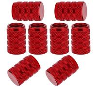 SAVITA 8Pcs Tire Valve Stem Caps, Universal Aluminum Tire Valve Cap with Rubber Ring, Dust Proof Valve Cover for Cars, SUVs, Bike and Bicycle, Trucks, Motorcycles (Red)