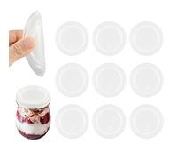 SAVITA 9 pcs Yogurt Jar Lids, Lids for Oui Yogurt Jars for Plastic Food Storage Replacement Lids with Removable Silicone Sealing Ring for Storing Household Goods Dry Food Small (2.68 inch) (D29098)