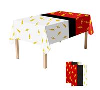 SAVITA Cartoon Animation Tablecloth, 108x180cm/43x71in Red and White Table Cloth Cartoon Theme Large Plastic Table Cover Lightning Tablecover for Birthday Party Decorations Supplies