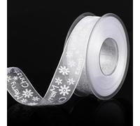 SAVITA Christmas Ribbons, 22 Yards x 1 Inch Red & White Snowflake Polyester Ribbon for Crafts, DIY, Gift Wrapping, Decoration