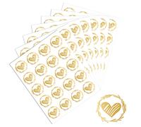 Savita Heart Envelope Seals, 500 Pcs Clear Bronzing Stickers for Envelopes 1.26 Inch Round for Wedding Invites DIY Craft (Gold)