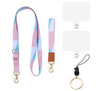 SAVITA Lanyard and Wrist Strap Set, Phone Lanyard Strap Set with 2 Tether Tabs Adjustable Lanyard for Cell Phone Around the Neck for Most Phones, Keys, Id Badges, Card Holder