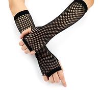 SAVITA Long Fishnet Gloves for 80s Costume Evening Party Supplies (1 Pair) (Black)…