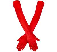 SAVITA Long Red Satin Gloves - 21" Stretchy 1920s Opera Evening Party Dance Gloves for Women