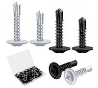 SAVITA Metal Screws Self Tapping, 120pcs Stainless Steel Set Assorted Flat Head Drilling Wood Drywall Plastic Panels Sheet Screw Black and Silvery Size #8×1/2'' #8×3/4'' (C11246)