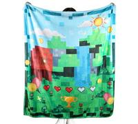 SAVITA Pixel Plush Throw Blanket, 150x130cm/59.06x51.18in Lightweight Cozy Travel Blanket Video Game Bedding for Airplane Car Camping & Home Use