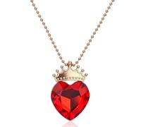 SAVITA Red Heart Necklaces for Women, Heart Crown Pendant Necklace Descendants Costume Jewelry for Women Valentine’s Gift Anniversary Gift