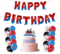 SAVITA Spider Birthday Decorations Set, Spider Birthday Party Supplies Banner Latex Balloons Cake Topper Candles for Boys Themed Party Decorations