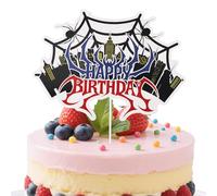 SAVITA Spider Happy Birthday Cake Topper, Cartoon Theme Cake Insert Decorations with Spider Web Design for Boys Girls Birthday Party Decoration Supplies