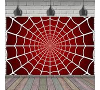 SAVITA Spider Web Backdrop, 6x4ft Pre-Punched Polyester Spider Web Tapestry Birthday Banner Background Washable and Reusable Perfect Decorations and Photography Props for Birthday Theme Parties