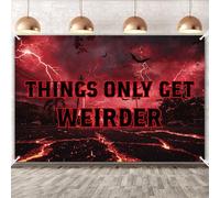 SAVITA Things Only Get Weirder Backdrop, 150x100cm/5x3ft Polyester Spooky Theme Banner Backdrop for Home Wall Birthday Decorations Party Decor Supplies & Photo Booth Props