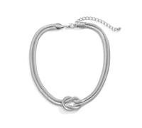 SAVNOJW Chunky Double Layer Snake Chain Choker Necklaces for Women, Statement Twisted Knot Bow Long Link Chain Lariat Necklace Thick Punk Hip Hop Jewelry Gifts, Metal, No Gemstone