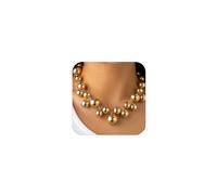 SAVNOJW Unique Large Chunky Gold Beads Choker Necklaces for Women Trendy, Statement Big Thick Silver Beaded Bold Ball Necklace Punk Party Prom Jewelry Gifts, L, Metal, No Gemstone