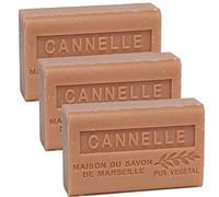 Savon de Marseille - French Soap made with Organic Shea Butter - Cinnamon Fragrance - Suitable for All Skin Types - 125 Gram Bars - Set of 3