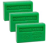 Savon de Marseille - French Soap made with Organic Shea Butter - Green Apple Fragrance - Suitable for All Skin Types - 125 Gram Bars - Set of 3
