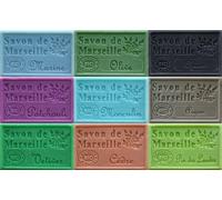 Savon de Marseille French Soaps, Boxed Set of 9 x 125g Soap Bars (Masculine Fragrances), Vegetable Soap