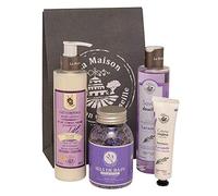 Savon de Marseille - Organic French Bath and Body Set - Lavender Fragrance - Shower Gel, Body Moisturiser, Bath Salts, Hand Cream - Gift Set for All Skin Types