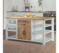 savona wooden kitchen island with 2 doors 2 drawers in white oak