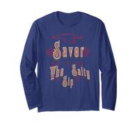 Savor The Briny Sip Vintage Coastal Beverage Humor Long Sleeve T-Shirt