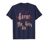 Savor The Briny Sip Vintage Coastal Beverage Humor T-Shirt