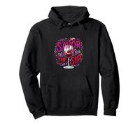 Savor The Sip Wine Lover Color Splash Lifestyle Design Pullover Hoodie