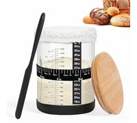 Savorella Sourdough Starter Jar Kit - 52oz Large Wide Mouth Sourdough Bread Jar with Marked Feeding Band, Thermometer, Scraper, Cloth Cover and Silicone Lid/Base, Glass Container, Baking Supplies