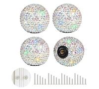 SAVORI Crystal Knobs Rhinestone Bling Cabinet Door Drawer Knob Kitchen Dresser Wardrobe Pull Handles with Screws for Home Kitchen Office Decoration 4PCS (AB Color)