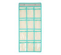 SAVORLIVING 12 Clear Pockets Classroom Pocket Chart Organizer, Cell Phones Calculator Holder with Hooks, Hanging Wall Door Calculators Phone Caddy (Beige)