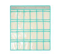 SAVORLIVING 24 Clear Pockets Classroom Pocket Chart Organizer, Cell Phones Calculator Holder with Hooks, Hanging Wall Door Calculators Phone Caddy (Beige)