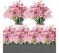 SAVOSWEET 12 Bundles Artificial Flowers Outdoor Fake Plants UV Resistant Faux Plastic Greenery Shrubs for Indoor Outside Window Box Porch Hanging Planter Garden Patio Backyard Pots Decorations (Pink)