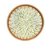 SAVOSWEET Round Rattan Tray 30cm, Decorative Dish, Mosaic Serving Tray, Rustic Trays for Coffee Table, Hand Woven Rattan Trays for Coffee, Beverage, Tea, Candles, Fruit, Snacks Style B