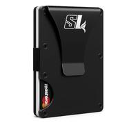 SAVOUR LUXE LTD Carbon Fibre RFID Blocking Wallet, Slim Money Clip Card Holder, Metal Frame, Black (Black)