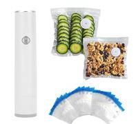 Savourmate Compact Vacuum Sealer - with 10/20/30 Reusable BPA-Free Bags, 5-Second Vacuum Seal, 5X Longer Freshness, Portable Food Saver (with 30 bags)