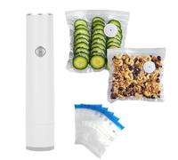 Savourmate Compact Vacuum Sealer - with 10/20/30 Reusable BPA-Free Bags, 5-Second Vacuum Seal, 5X Longer Freshness, Portable Food Saver (with 10 bags)