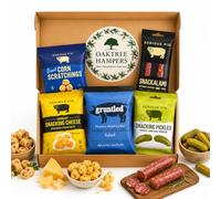Savoury Snacks Hamper Gift Set with Pork Crackling, Snacking Pickles Gherkins, Snacking Cheese Crisps & Snackalami - Pub SnacksTreat Box & Beer Snacks Gift Set for Men