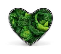 Savoy Cabbage Leaves Badge Pin Brooch Heart Shape Button Aluminum Decor for Backpacks Hats